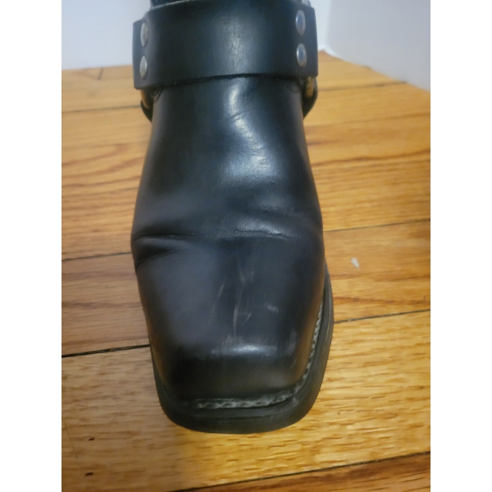 Double H Harness Vintage Boots Biker Motorcycle Sq Toe Black Leather Women 7.5 - Picture 4 of 15